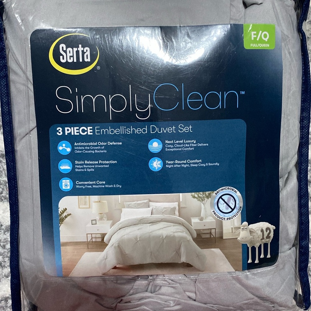 Serta simply clean embellished duvet set